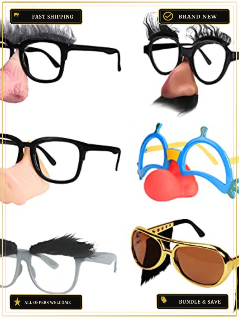 Halloween Costume Glasses 6 Pairs Novelty Party Favors Nose Disguise